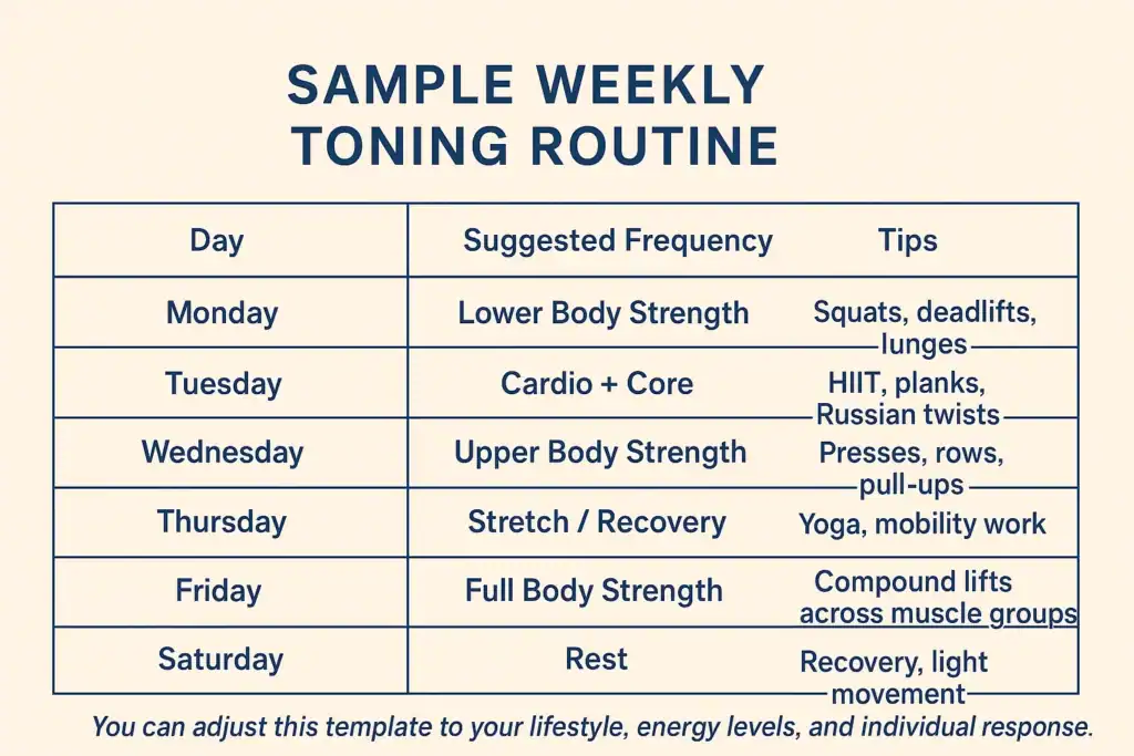 Achieving the Perfect Tone: How Often Should You Exercise for Results? 4 Weekly exercise Guildford plan graphic