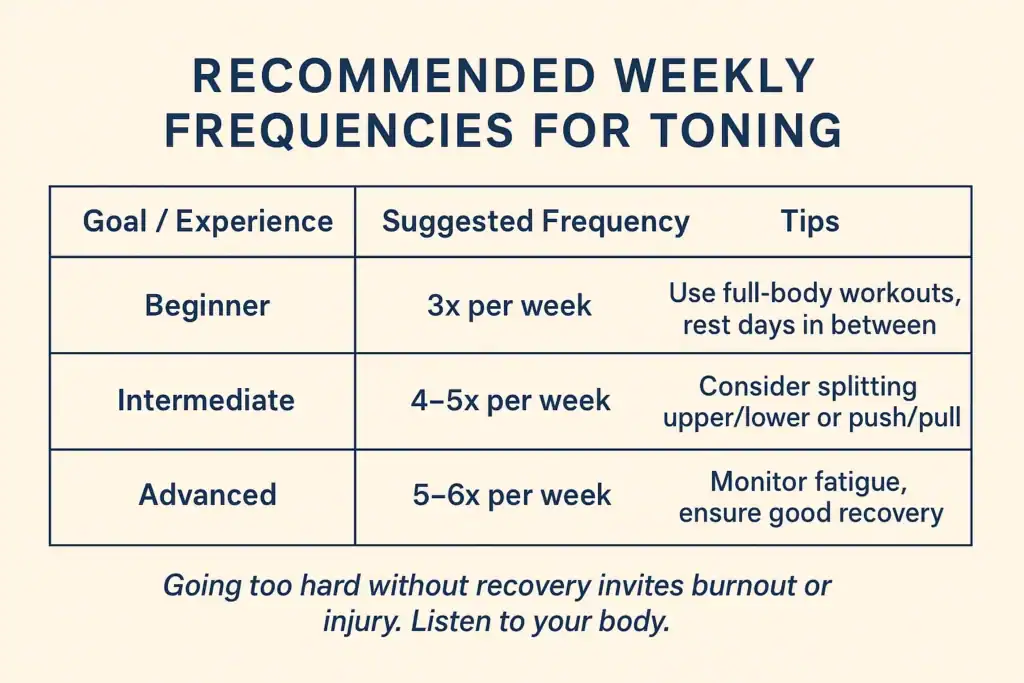 Achieving the Perfect Tone: How Often Should You Exercise for Results? 2 Graphic to show how often you should do exercise to help with toning Guildford