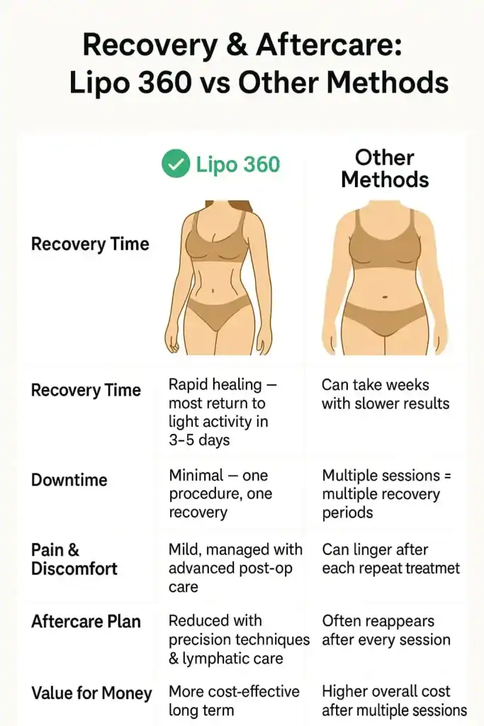 Recovery and Aftercare for Fat-Dissolving Surgery 2 Table to show fat dissolving injection aftercare Guildford