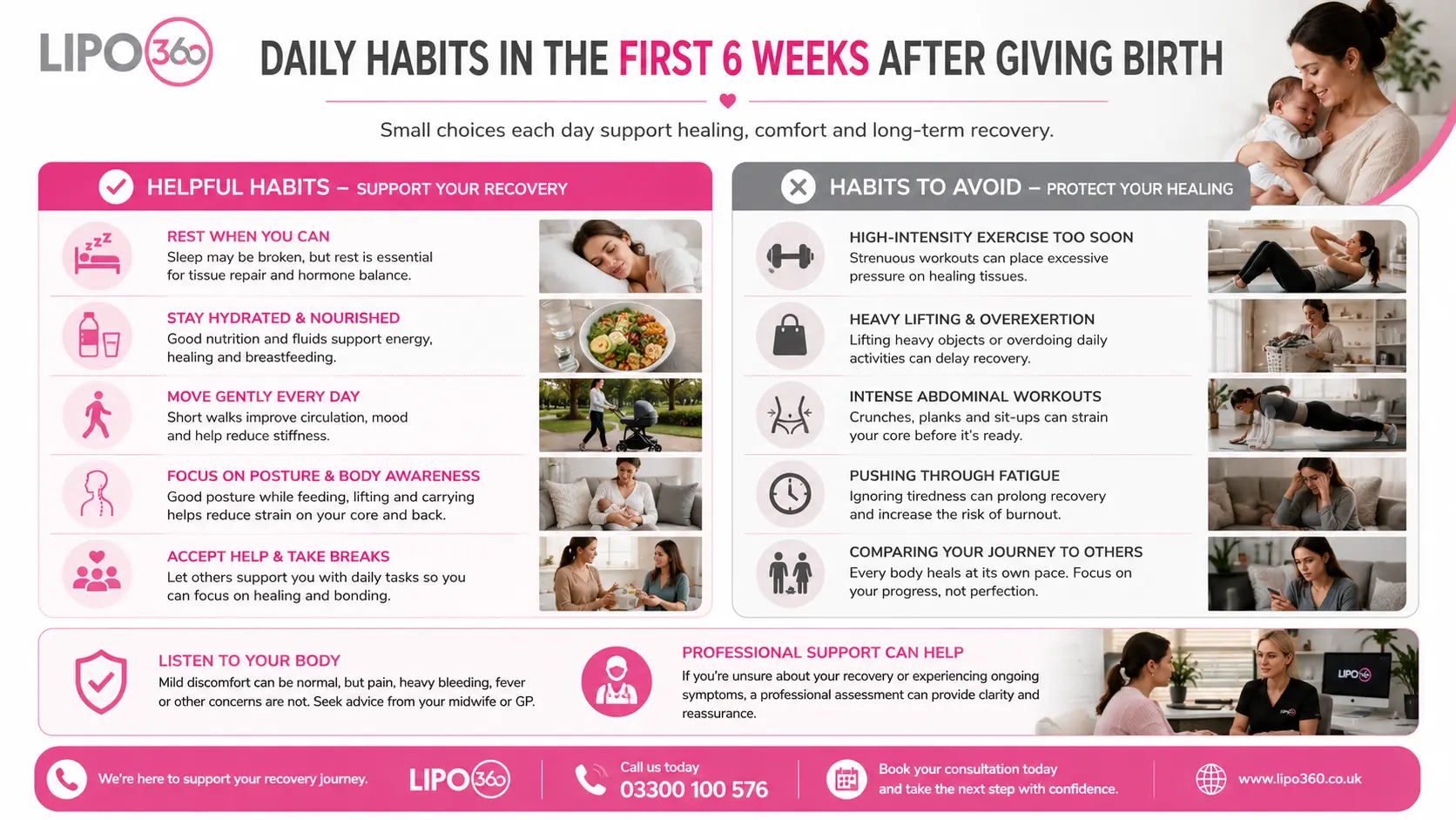 What to Do (and Avoid) in the First 6 Weeks After Giving Birth To Avoid Diastasis Recti 3 First 6 Weeks After Giving Birth To Avoid Diastasis Recti Guildford : Daily Habits in the First 6 Weeks After Giving Birth